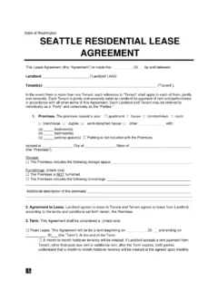 Seattle Residential Lease Agreement Template