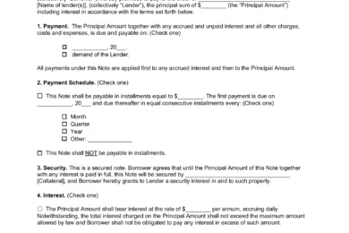 Secured Promissory Note Template