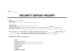 Security Deposit Receipt Template