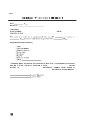 Security Deposit Receipt Template