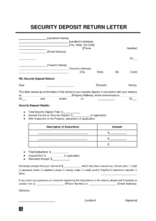 Security Deposit Return Letter Template