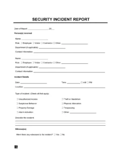 Security Incident Report template