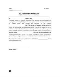 Self-Proving Affidavit screenshot