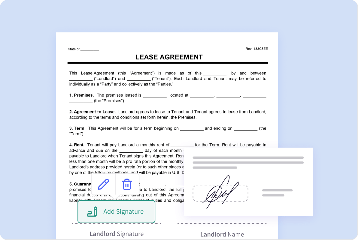 lease agreement with signature option