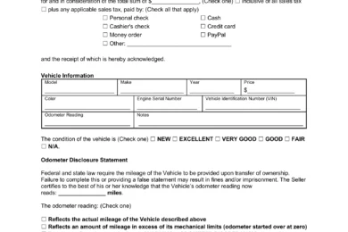 snowmobile bill of sale template