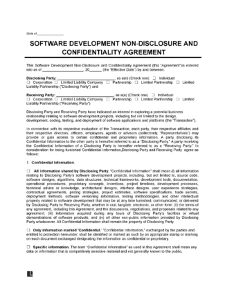 Software Development Non-Disclosure Agreement (NDA) Template
