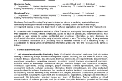 Software Development Non-Disclosure Agreement (NDA) Template