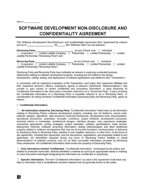 Software Development Non-Disclosure Agreement (NDA) Template