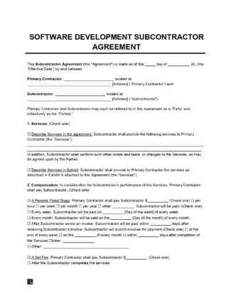 Software Development Subcontractor Agreement