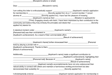 Sorority Recommendation Letter