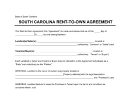 South Carolina Lease-to-Own Option-to-Purchase Agreement