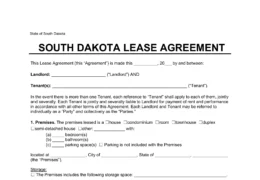 South Dakota Lease Agreement Template