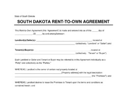 South Dakota Lease-to-Own Option to Purchase Agreement