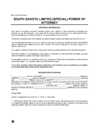 South Dakota Limited Power of Attorney Form