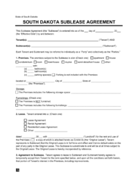 South Dakota Sublease Agreement Template