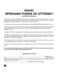 Idaho springing power of attorney