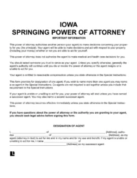 Iowa springing power of attorney form