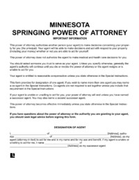 Minnesota Springing Power of Attorney 