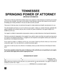 Tennessee Springing Power of Attorney 