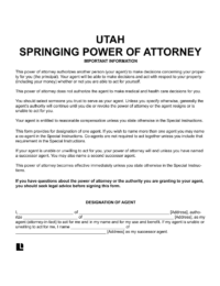 Utah Springing Power of Attorney 