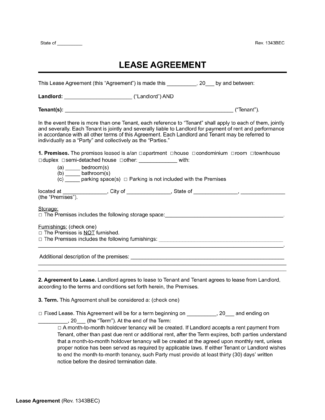 Free Rental & Lease Agreement Templates
