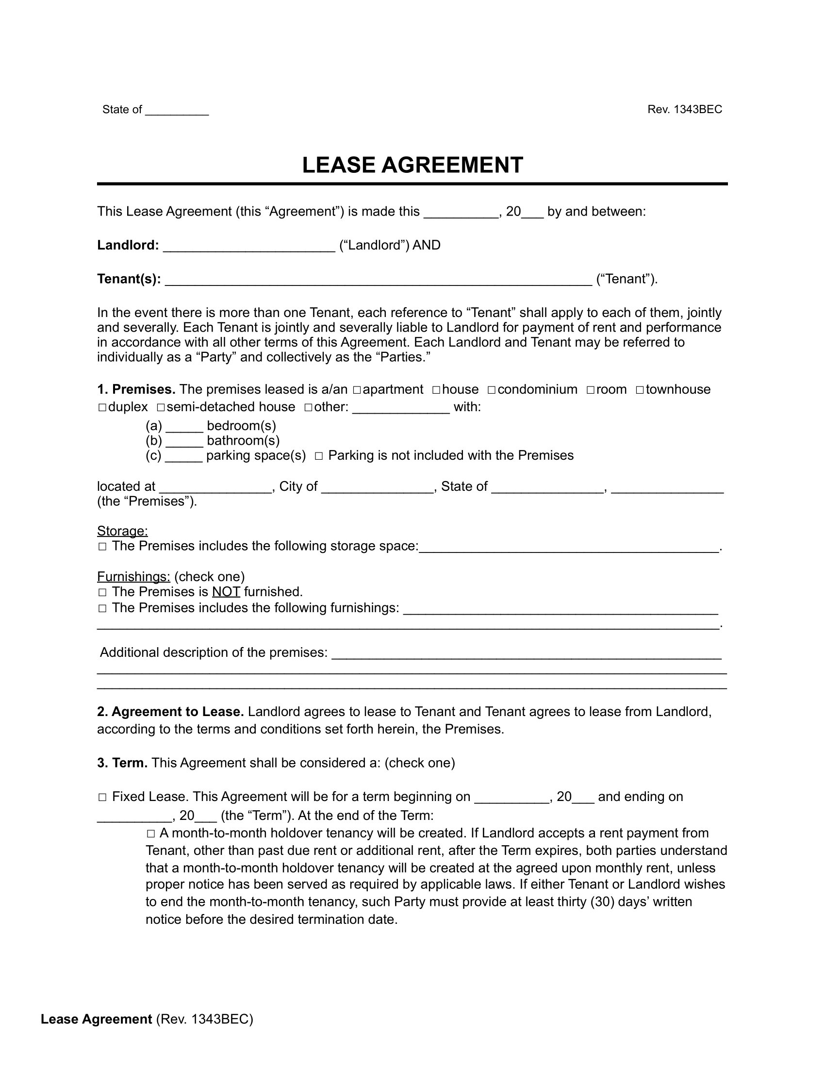 Standard Lease Agreement