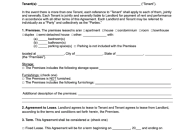 Standard Residential Lease Agreement Template