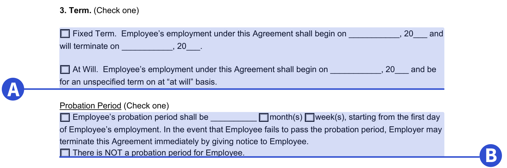 employment contract term and probation period