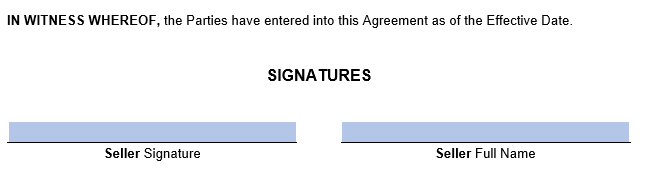 An example of where to include party signatures in our template.