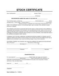 Stock Certificate Template