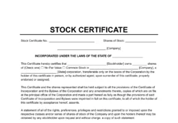 Stock Certificate Template
