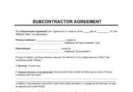 Subcontractor Agreement Template