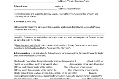 Subcontractor Agreement Template