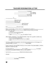 Teacher Resignation Letter