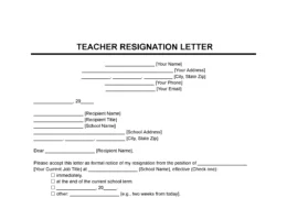 Teacher Resignation Letter