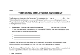 Temporary Employment Agreement Preview