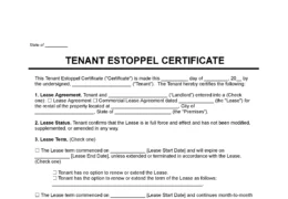 Tenant Estoppel Certificate