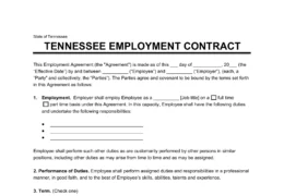 Tennessee Employment Contract Template
