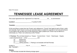 Tennessee Lease Agreement Template