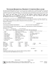 Tennessee Residential Property Disclosure Statement Form