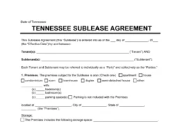 Tennessee Sublease Agreement Template