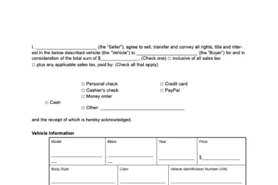 Tennessee vehicle bill of sale