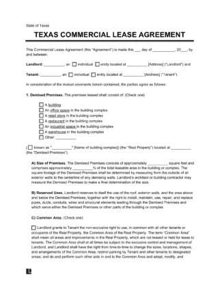 Texas Commercial Lease Agreement