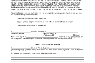 Texas Limited Power of Attorney Form