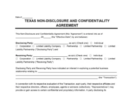 Texas Non-Disclosure Agreement Template