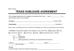 Texas Sublease Agreement Template