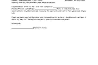 Thank You Letter for Recommendation