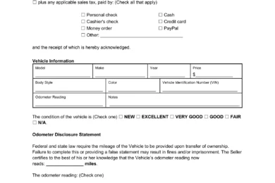 tractor bill of sale form