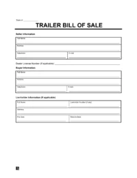 Trailer Bill of Sale form