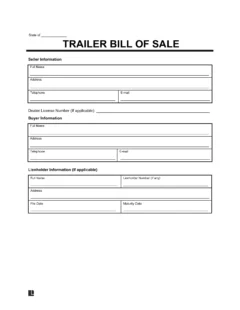 Trailer Bill of Sale form